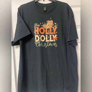 Holly Dolly Christmas T-Shirt - Black